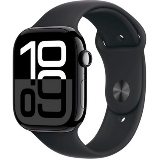 APPLE WATCH SERIES 10 (GPS) 46MM ALUMINUM CASE WITH BLACK SPORT BAND - M/L - JET BLACK - (2024)