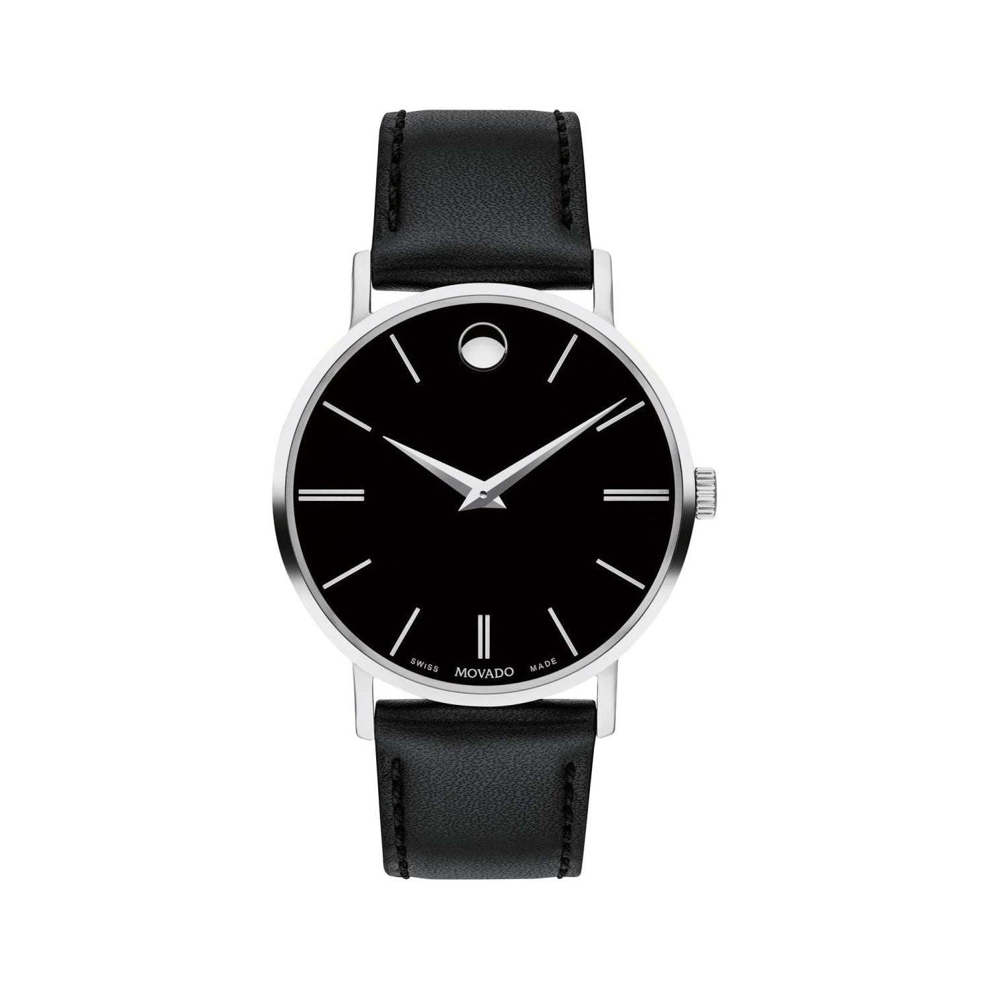 MENS CORPORATE EXCLUSIVE BLACK LEATHER STRAP WATCH BLACK DIAL