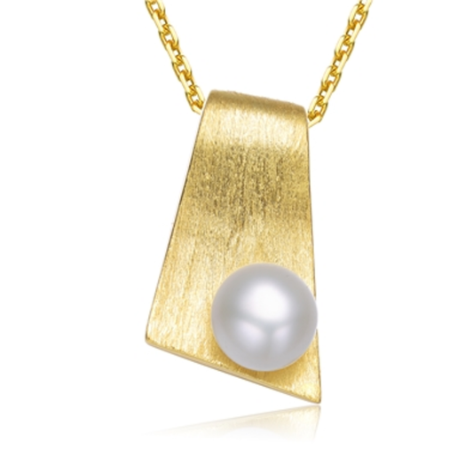 FRESHWATER PEARL RECT PENDANT NECKLACE, GOLD, 16