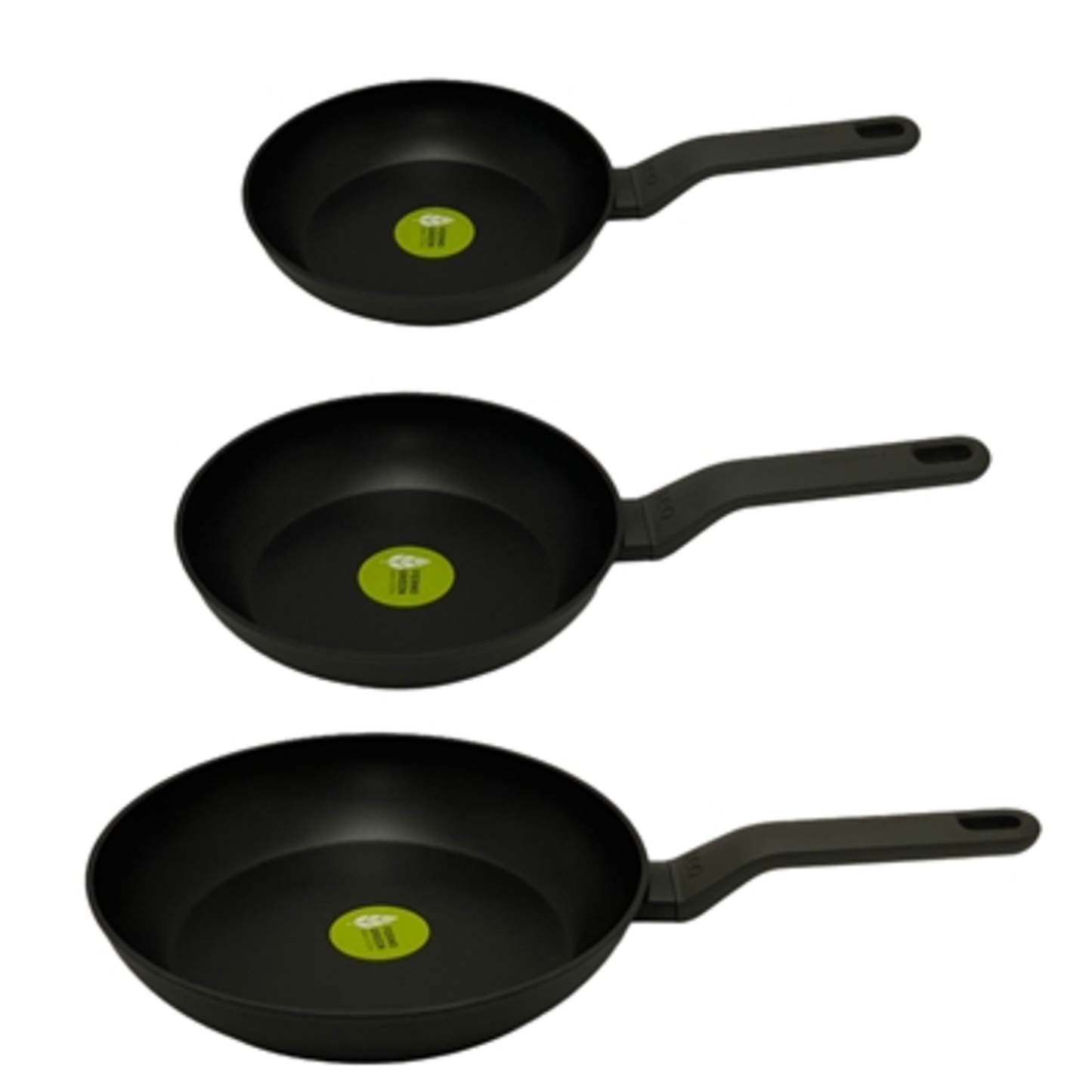 LEO 3PC NS FRY PAN SET, (8", 10"  AND  11"), DARK GRAY