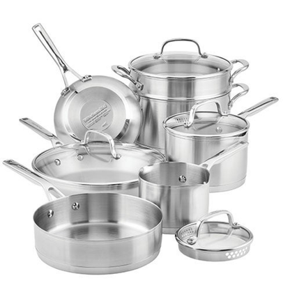 11PC STAINLESS STEEL 3-PLY COOKWARE SET