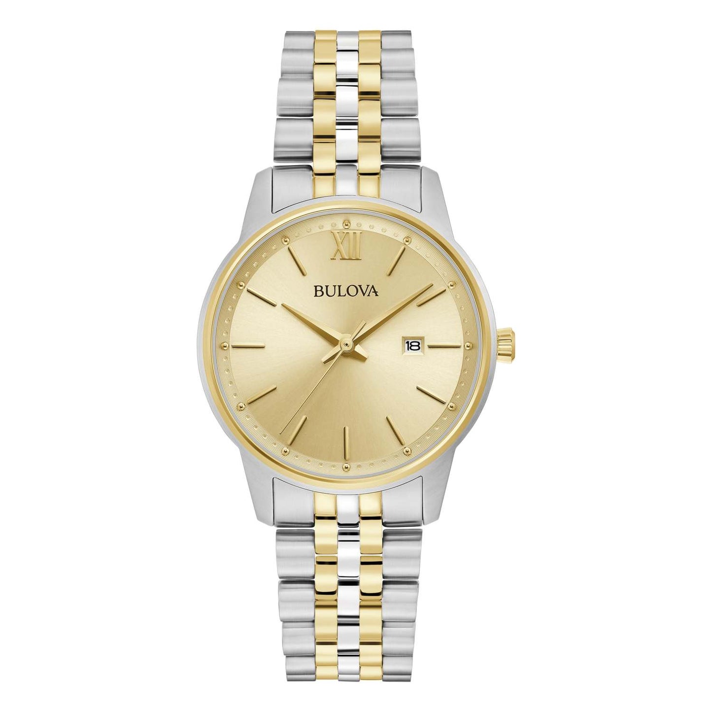 LADIES' CORPORATE COLLECTION TWO-TONE STAINLESS STEEL WATCH, CHAMPAGNE DIAL