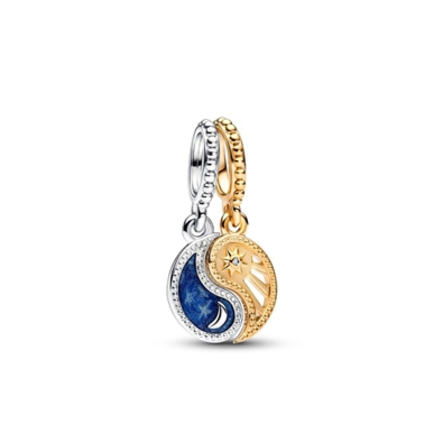 SPLITTABLE SUN AND MOON YIN YANG CHARM, BLUE