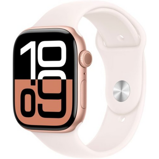 APPLE WATCH SERIES 10 (GPS) 46MM ALUMINUM CASE WITH LIGHT BLUSH SPORT BAND - M/L - ROSE GOLD - (2024)