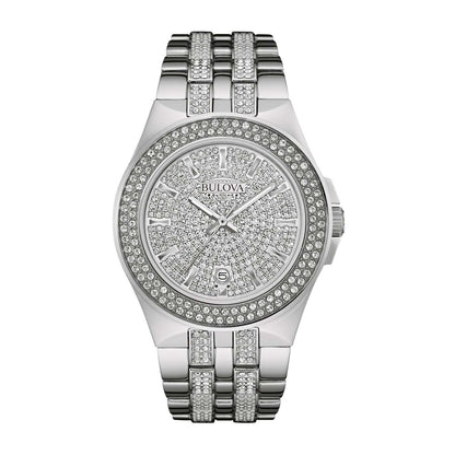 MEN'S PHANTOM CRYSTAL SILVER-TONE STAINLESS STEEL WATCH, CRYSTAL DIAL