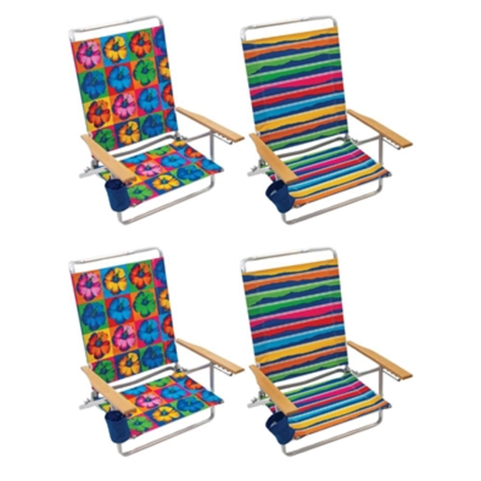 4 PACK SUN  AND  SPORT BEACH CHAIR SET, BLACK, 4 PIECES