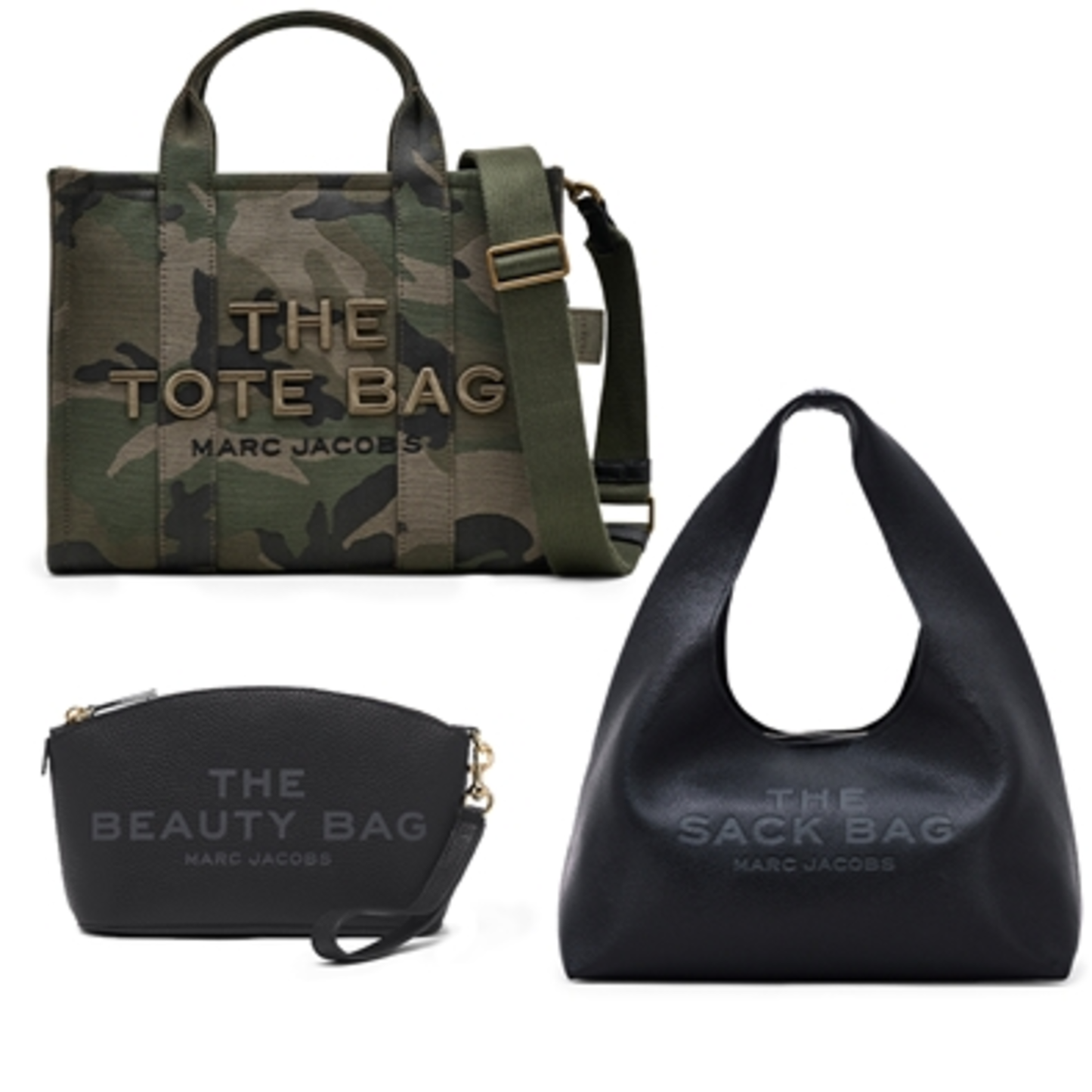 MEDIUM TOTE & TRAVEL ESSENTIALS TRIO, BLACK/CAMO