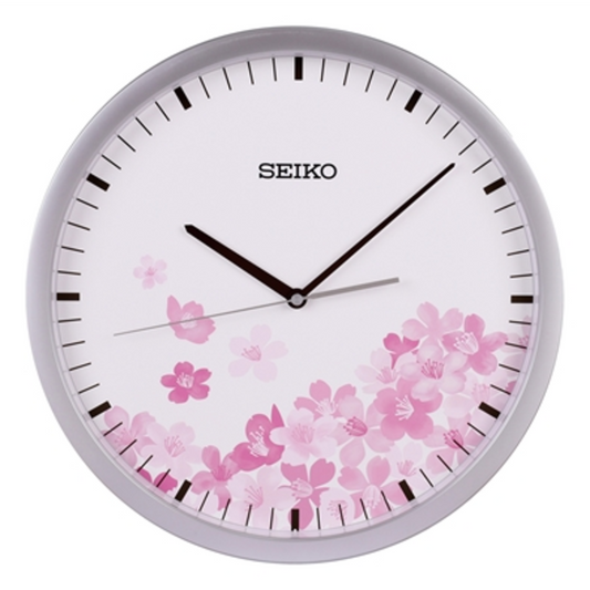 CHERRY BLOSSOM WALL CLOCK, SILVER