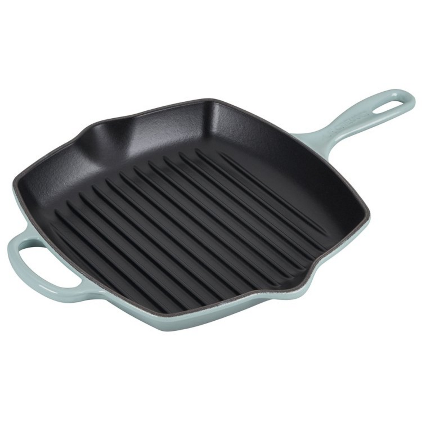 LE CREUSET 10.25 INCHES SIGNATURE SQUARE SKILLET GRILL - SEA SALT