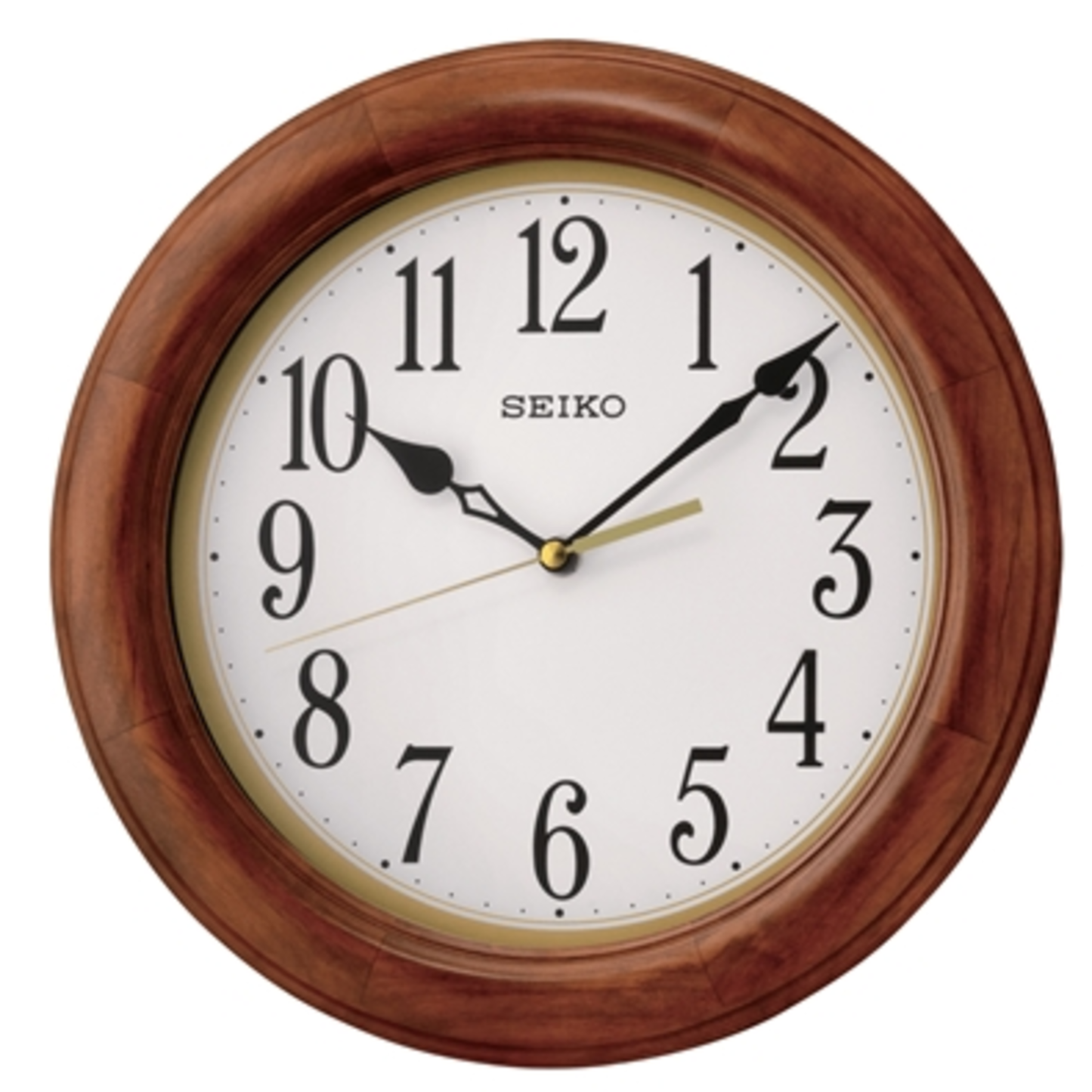 ROUND WOODEN WALL CLOCK, BROWN, 12"