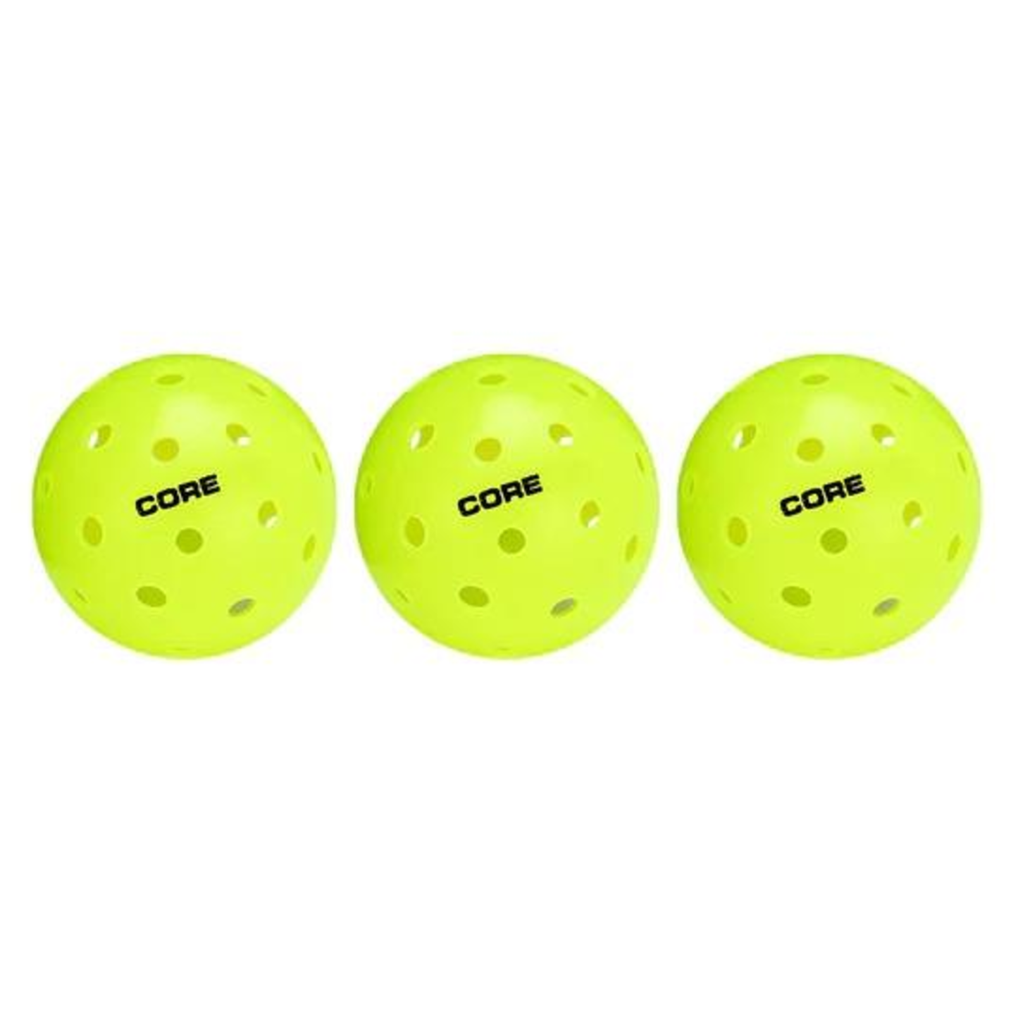 CORE OUTDOOR PICKLEBALLS - 3 PACK - NEON GREEN