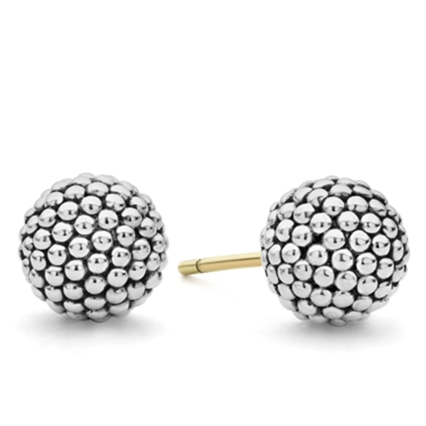 BEADED SILVER STUD EARRINGS