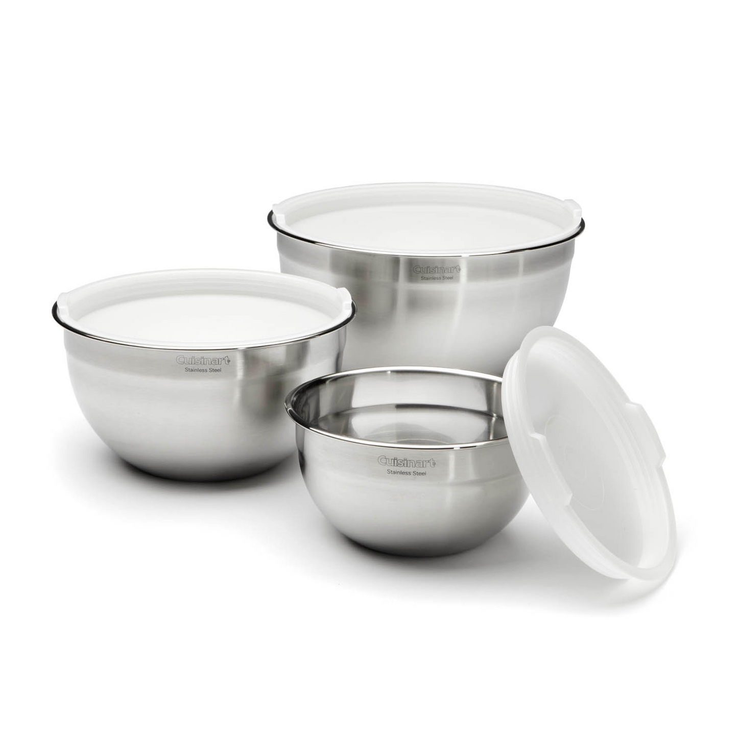 CUISINART S/S MIXING BOWLS WITH LIDS (SET OF 3, 1.5 QT, 3QT, AND 5 QT)