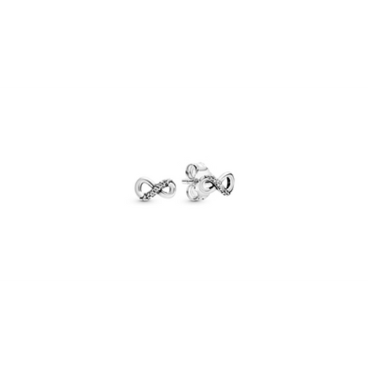 SPARKLING INFINITY STUD EARRINGS, CLEAR