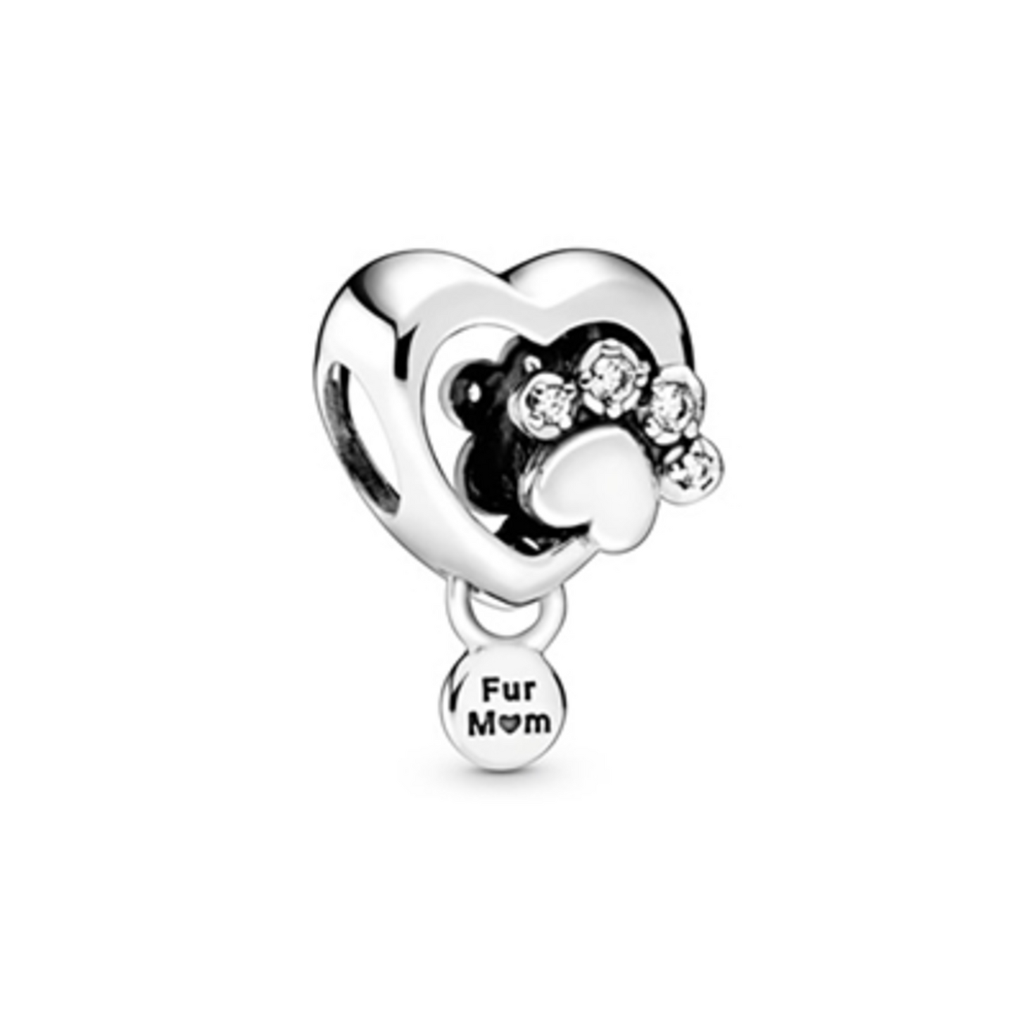 SPARKLING PAW PRINT  AND  HEART CHARM, CLEAR