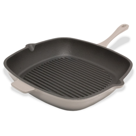 11" CAST IRON SQUARE GRILL PAN, OYSTER