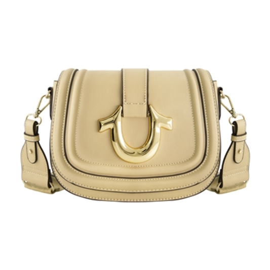 TRUE RELIGION SADDLE BAG GOLD HARDWARE, CAMEL