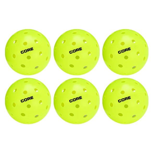 CORE OUTDOOR PICKLEBALLS - 6 PACK - NEON GREEN