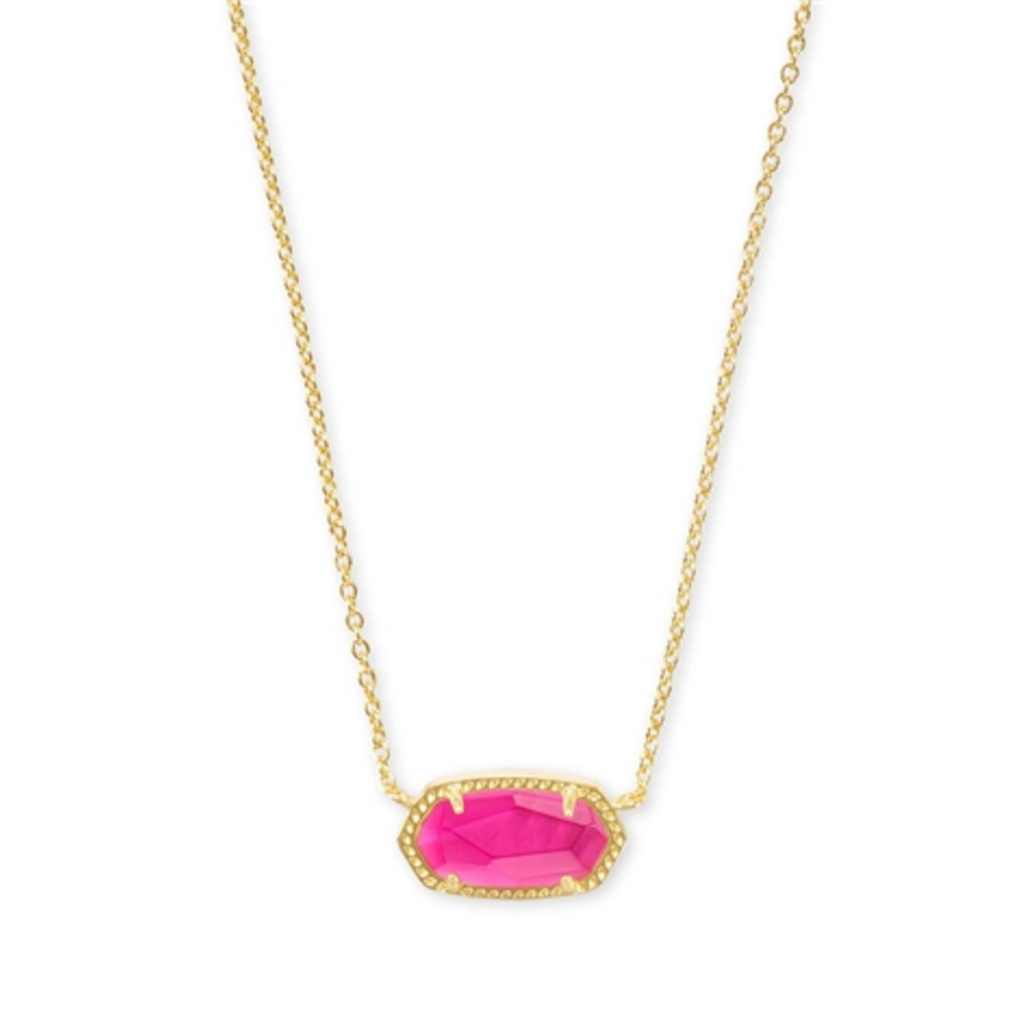 ELISA SHORT PENDANT NECKLACE, GOLD/AZALEA