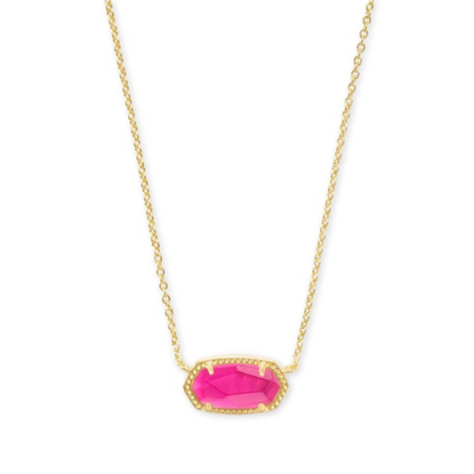 ELISA SHORT PENDANT NECKLACE, GOLD/AZALEA