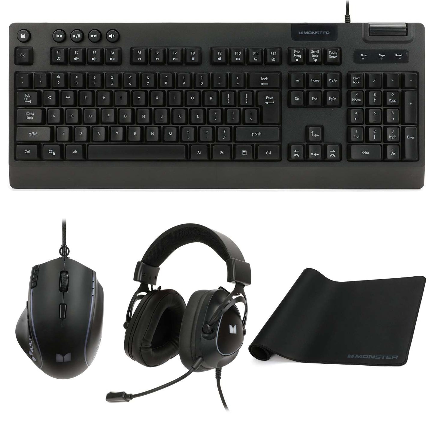 CAMPAIGN GAMING BUNDLE BLACK - KEYBOARD MOUSE HEADSET MOUSE PAD