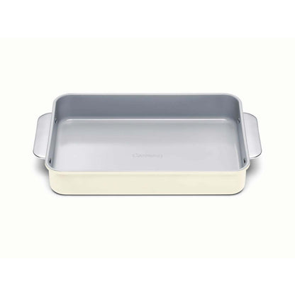 NONSTICK CERAMIC RECTANGLE PAN W/ HANDLES CREAM