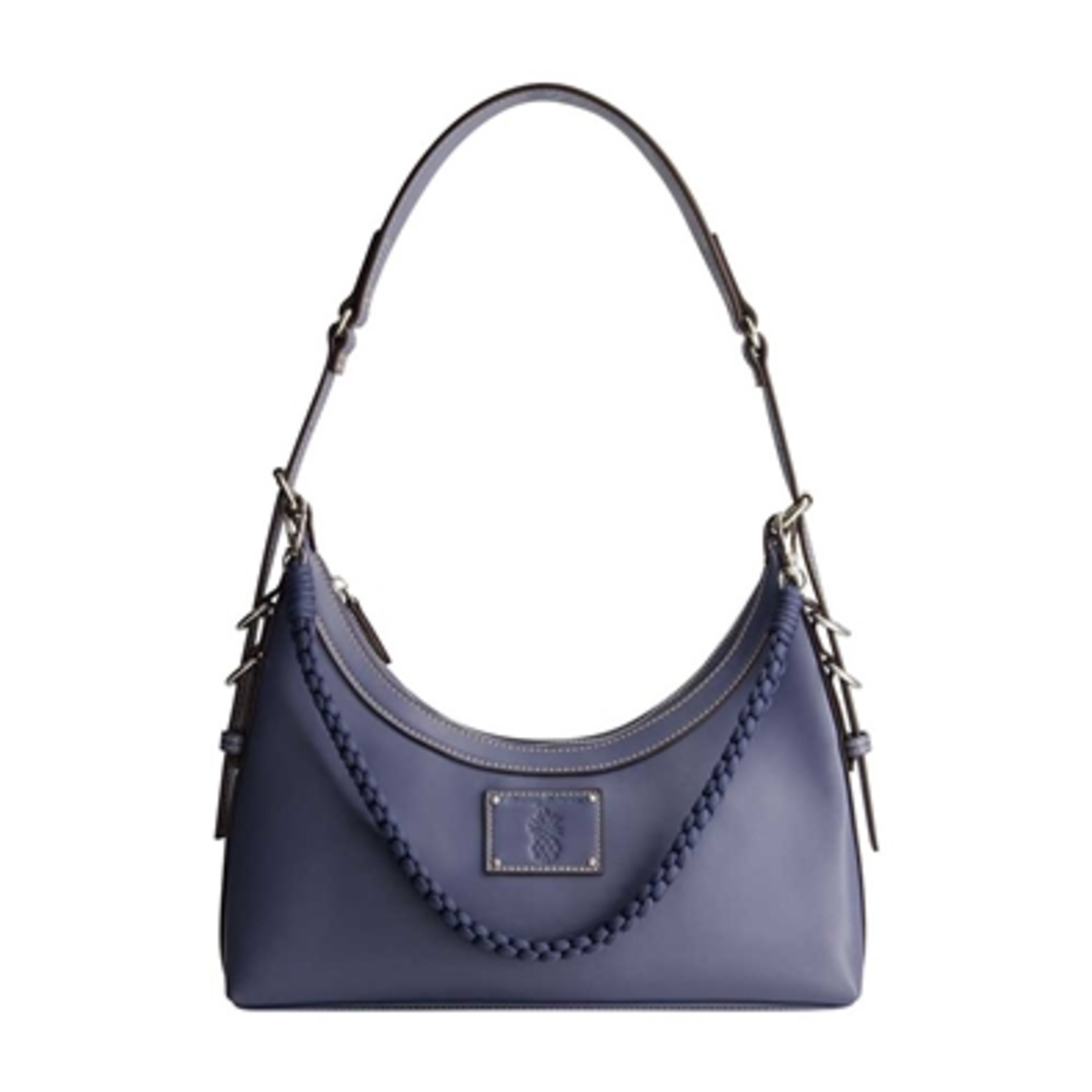 DEBOSSED LOGO ZIP-TOP HOBO BAG, NAVY