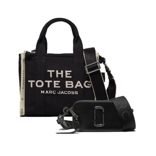 THE SMALL TOTE AND SNAPSHOT DTM SET, BLACK/BLACK, 10"X5"