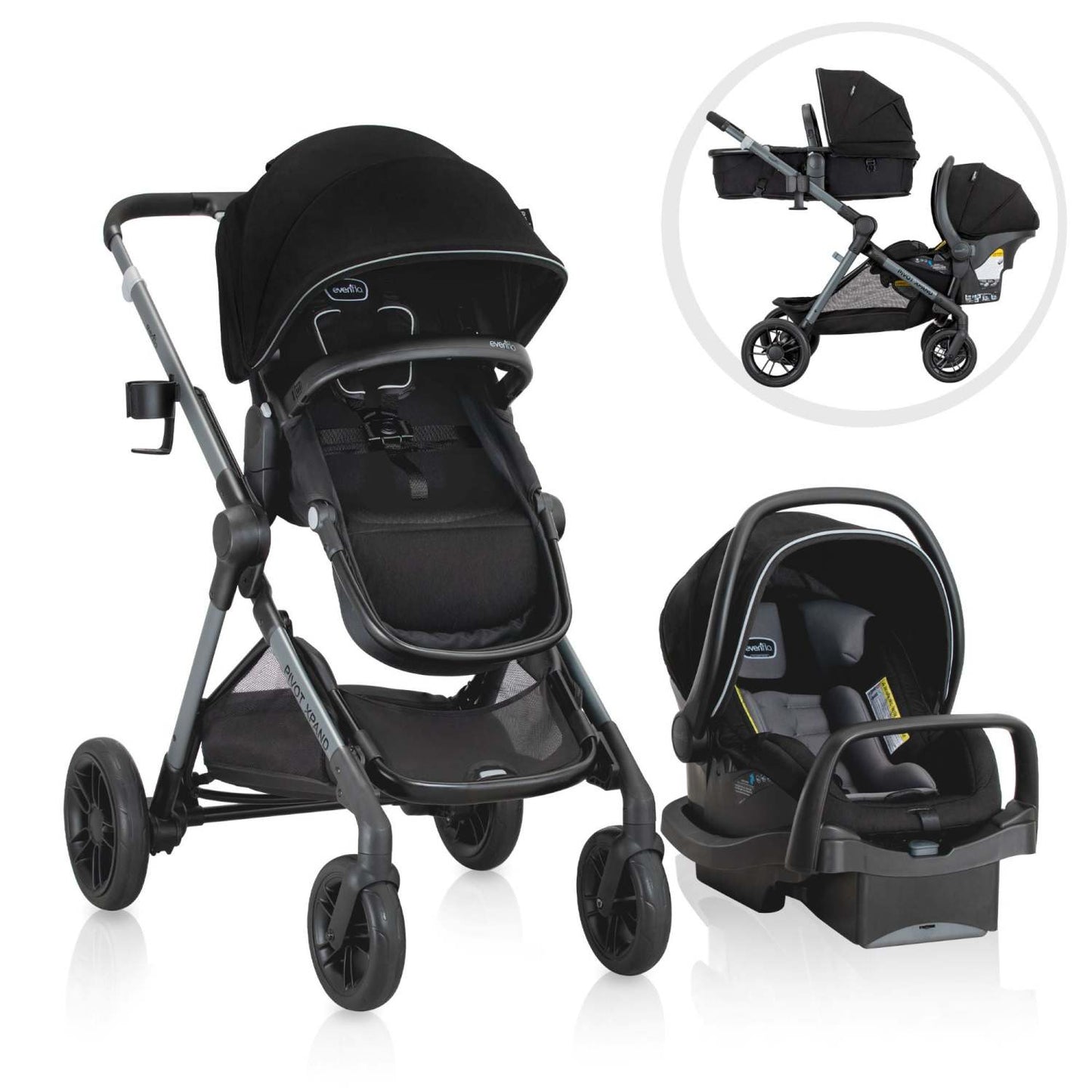 PIVOT XPAND MODULAR TRAVEL SYSTEM W/ LITEMAX INFANT CAR SEAT AYRSHIRE BLACK