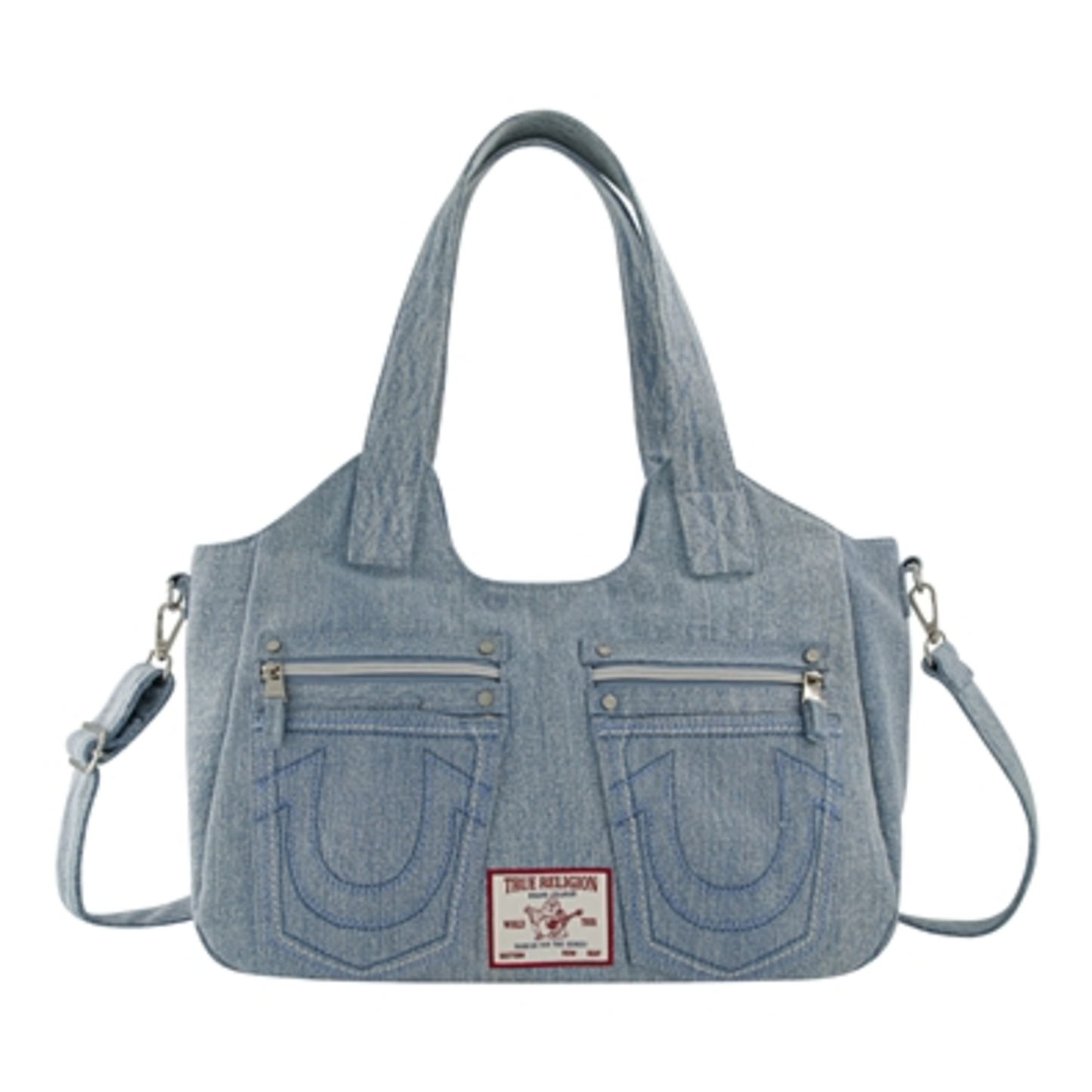 HORSESHOE STITCH DENIM SATCHEL, DENIM
