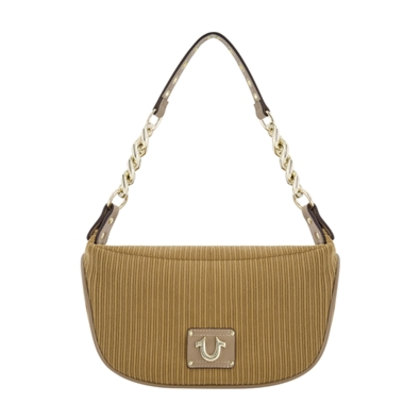 CORDUROY CHAIN HOBO BAG, CAMEL, 11.5 X 7''