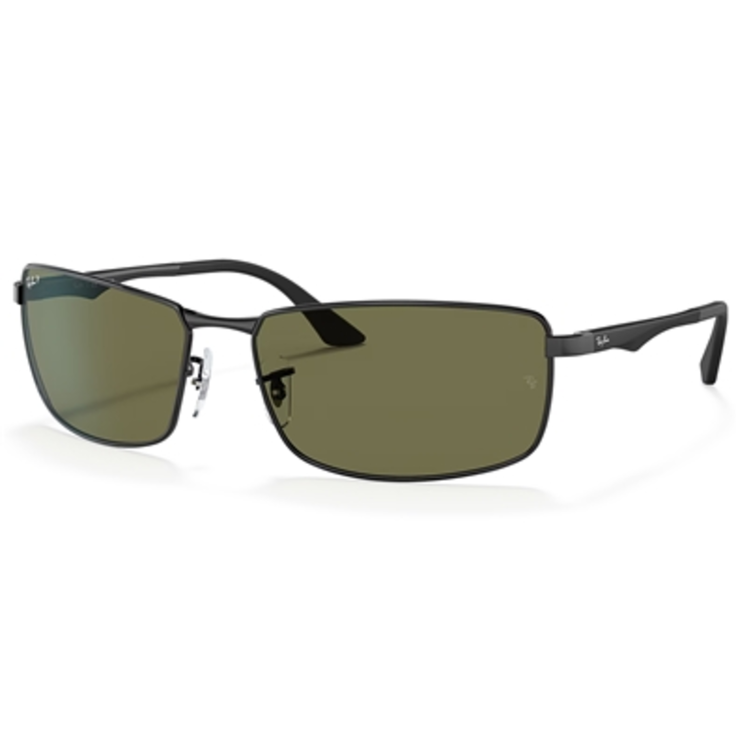 RECTANGULAR MEN'S NON-POLAR SUNGLASSES, BLACK/GREEN, 61