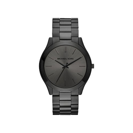 MENS SLIM RUNWAY BLACK ION-PLATED STAINLESS STEEL WATCH BLACK DIAL