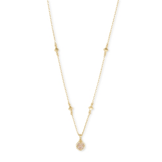 NOLA SHORT PENDANT, GOLD IRIDESCENT DRUSY