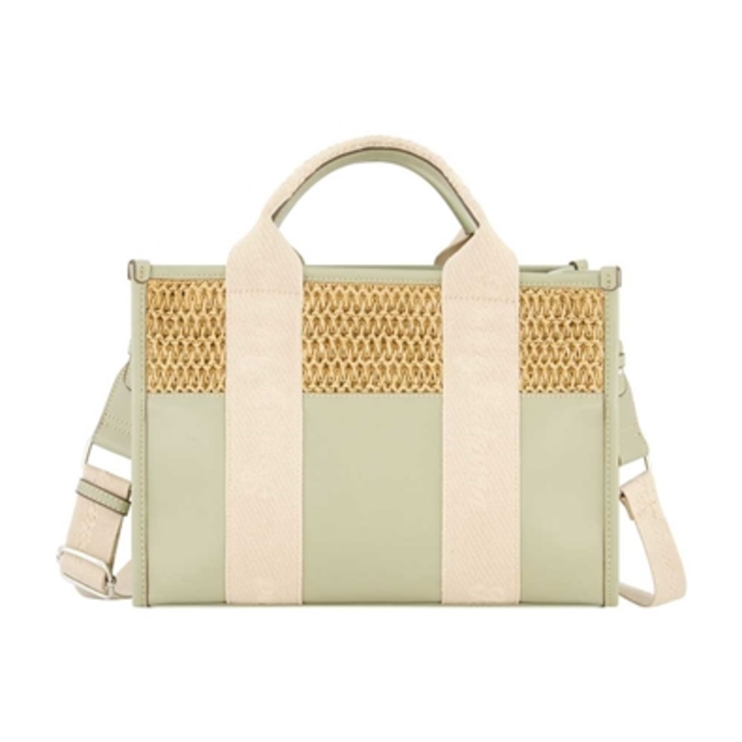RAFFIA LOGO WEBBING MODERN TOTE, SAGE
