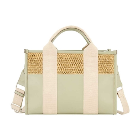 RAFFIA LOGO WEBBING MODERN TOTE, SAGE