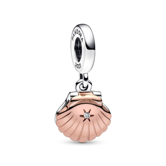 SEASHELL DANGLE CHARM, ROSE GOLD/SILVER