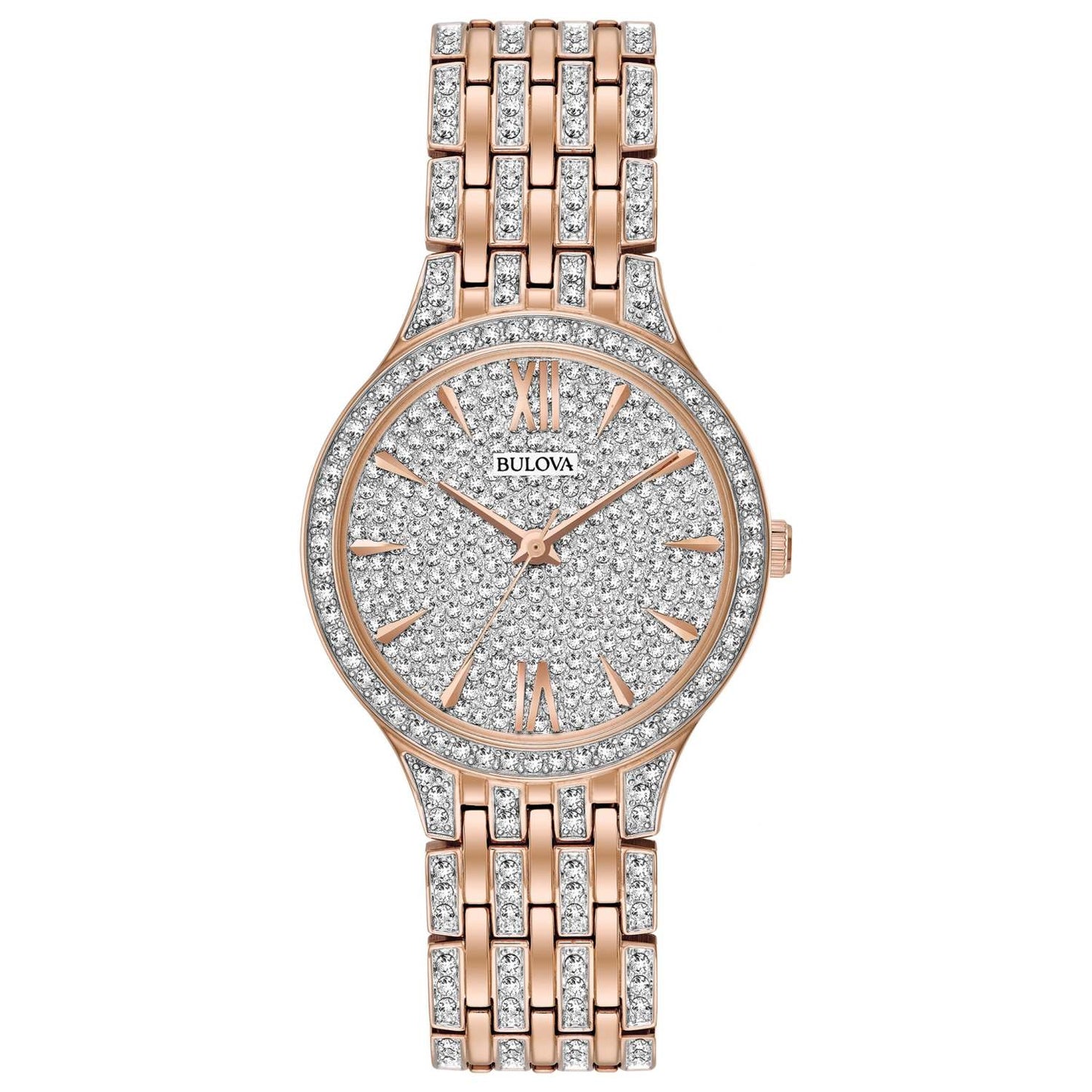 LADIES' PHANTOM CRYSTAL ROSE GOLD-TONE STAINLESS STEEL WATCH, CRYSTAL DIAL