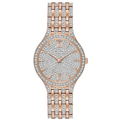 LADIES' PHANTOM CRYSTAL ROSE GOLD-TONE STAINLESS STEEL WATCH, CRYSTAL DIAL