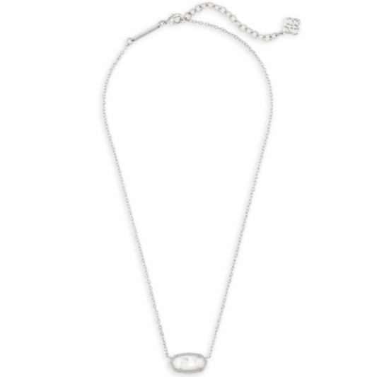 KENDRA SCOTT ELISA SILVER PENDANT NECKLACE IN IVORY MOTHER-OF-PEARL