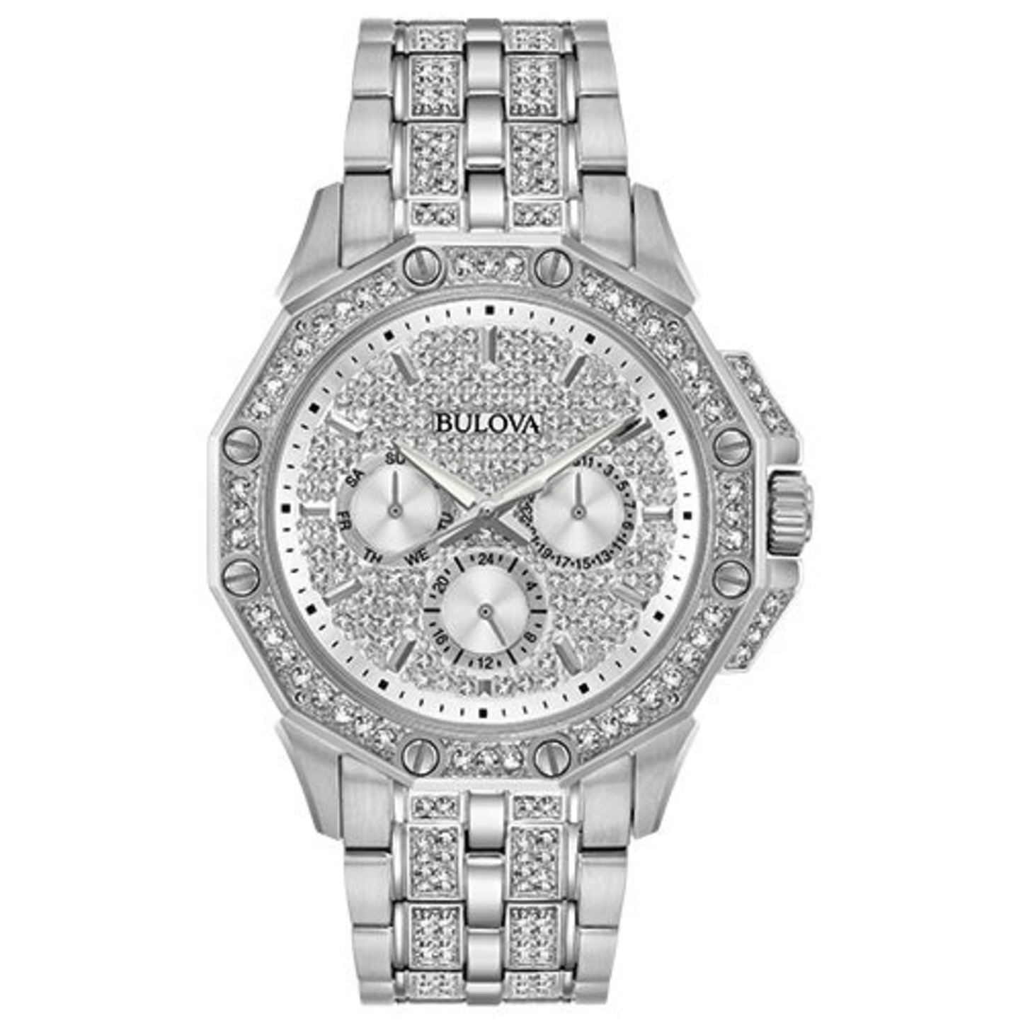MENS OCTAVA SILVER SWAROVSKI CRYSTAL WATCH