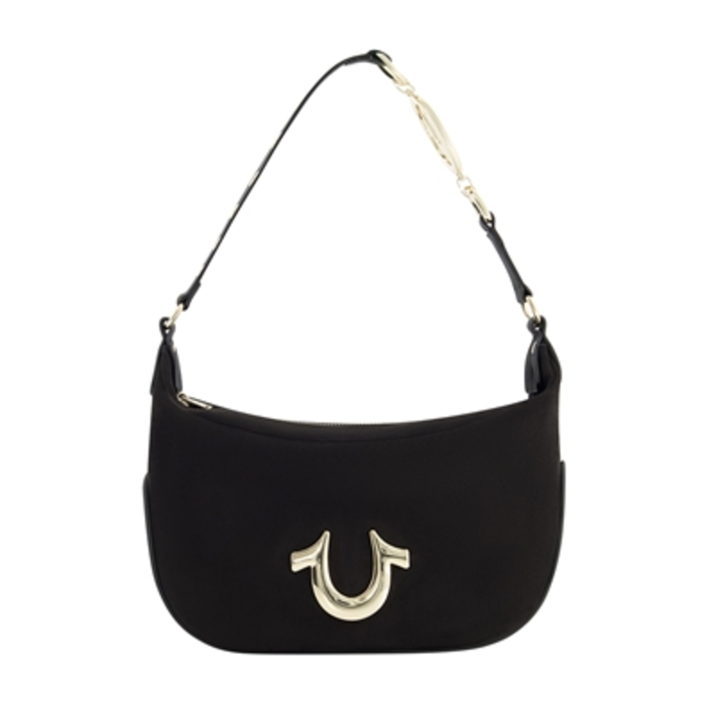 HORSESHOE LINK EYELET HOBO BAG, BLACK, 6.25 X 11.5''