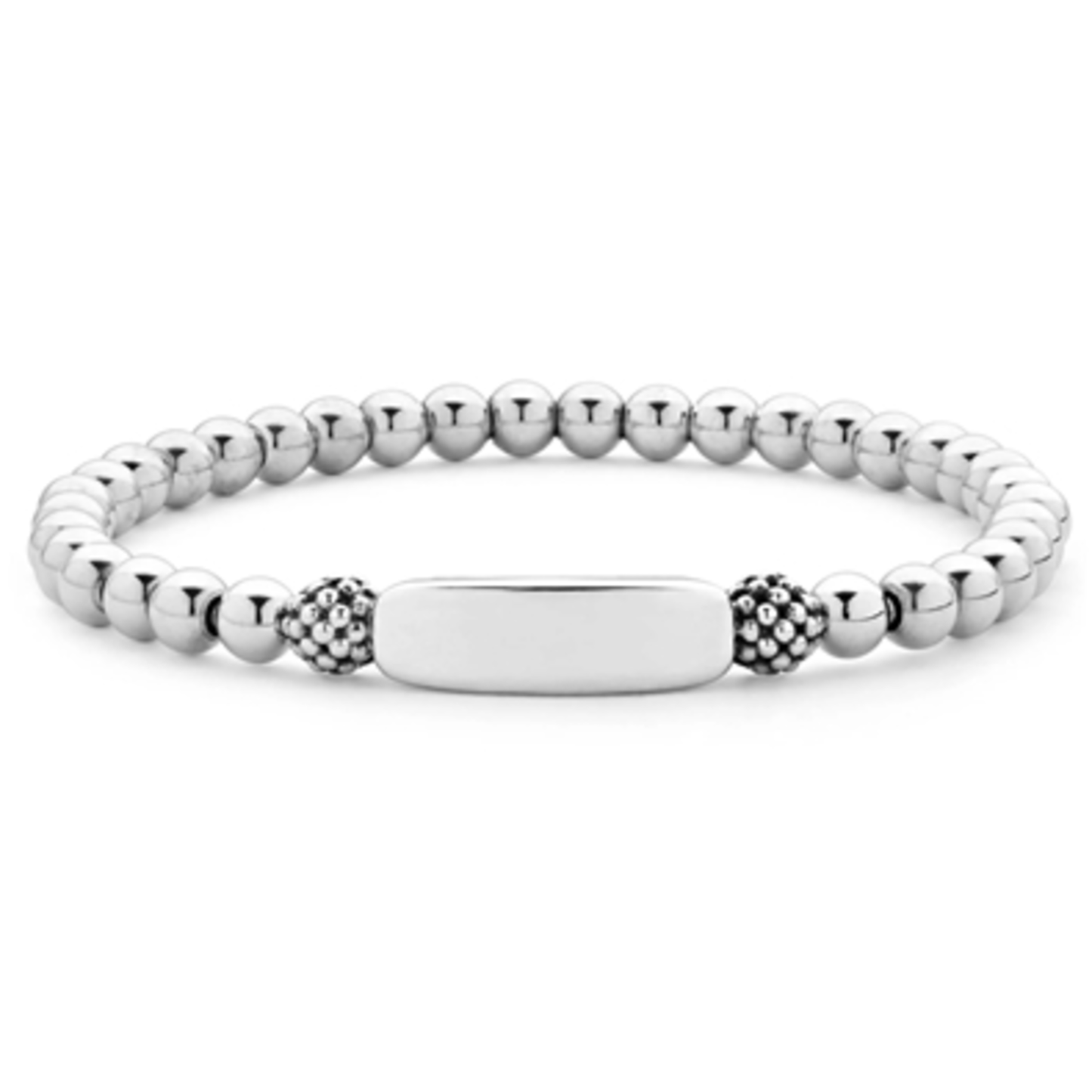 SILVER STATION STRETCH BEAD BRACELET, STERLING SILVER