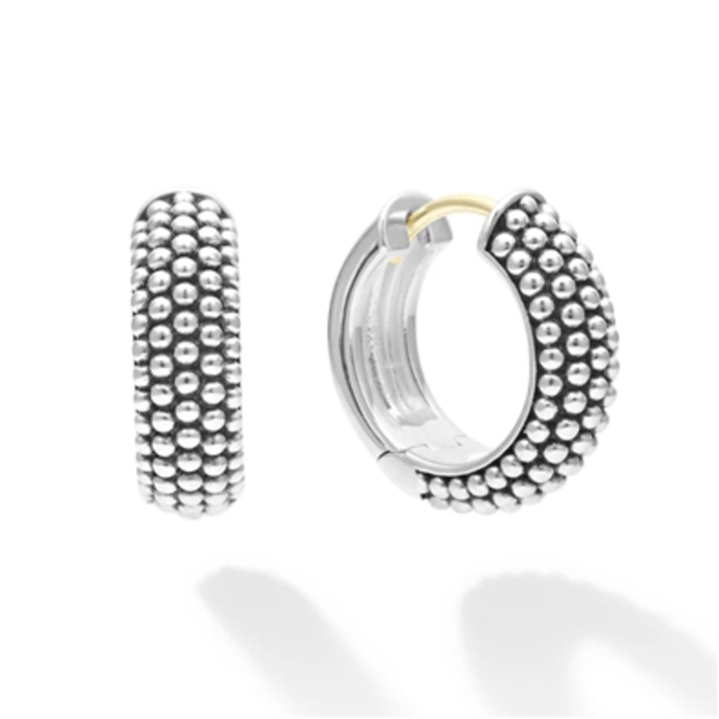 CAVIAR HUGGIE EARRINGS, STERLING SILVER