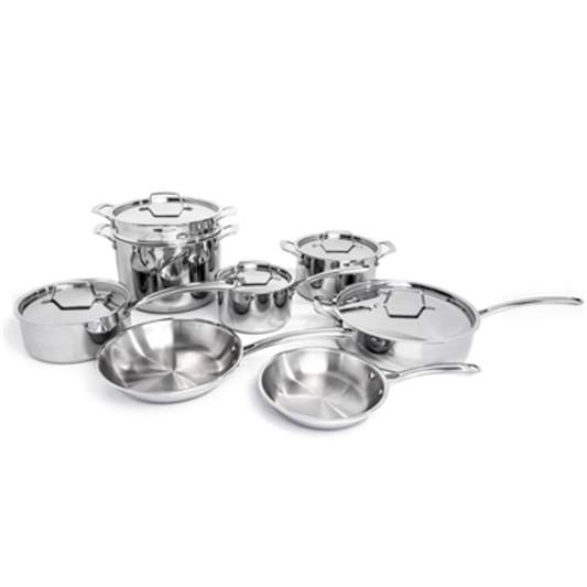 STRAIGHT 13PC 18/10 SS TRI-PLY COOKWARE, SILVER