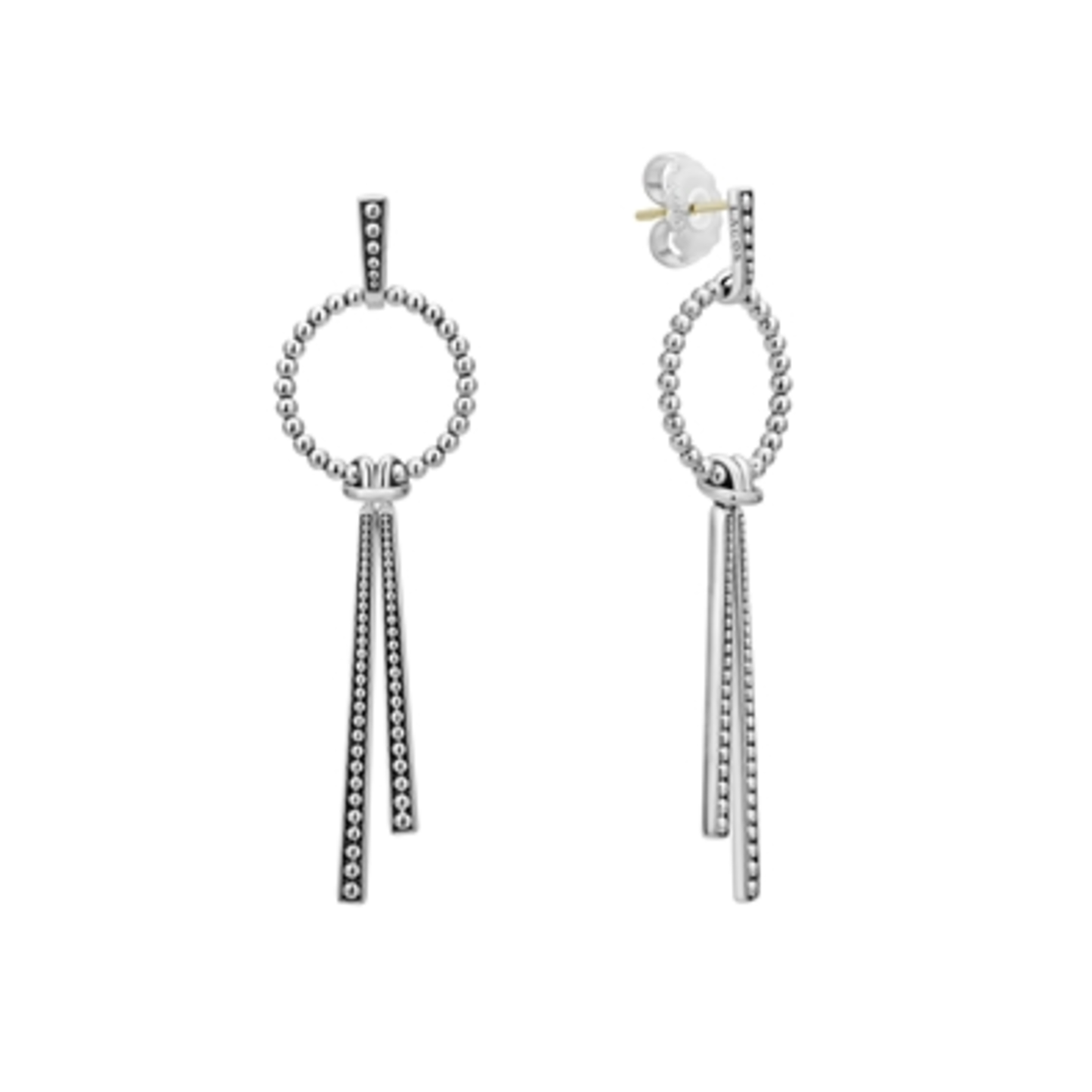DOUBLE STATION LINEAR DROP EARRINGS, 61MM