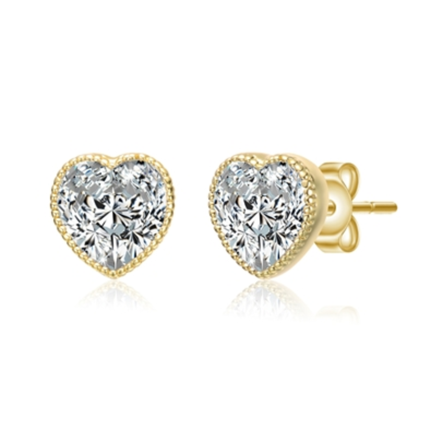 14K YELLOW GOLD HEART STUD EARRINGS, GOLD