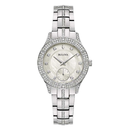 LADIES PHANTOM SILVER CRYSTAL WATCH WHITE MOTHER-OF-PEARL DIAL