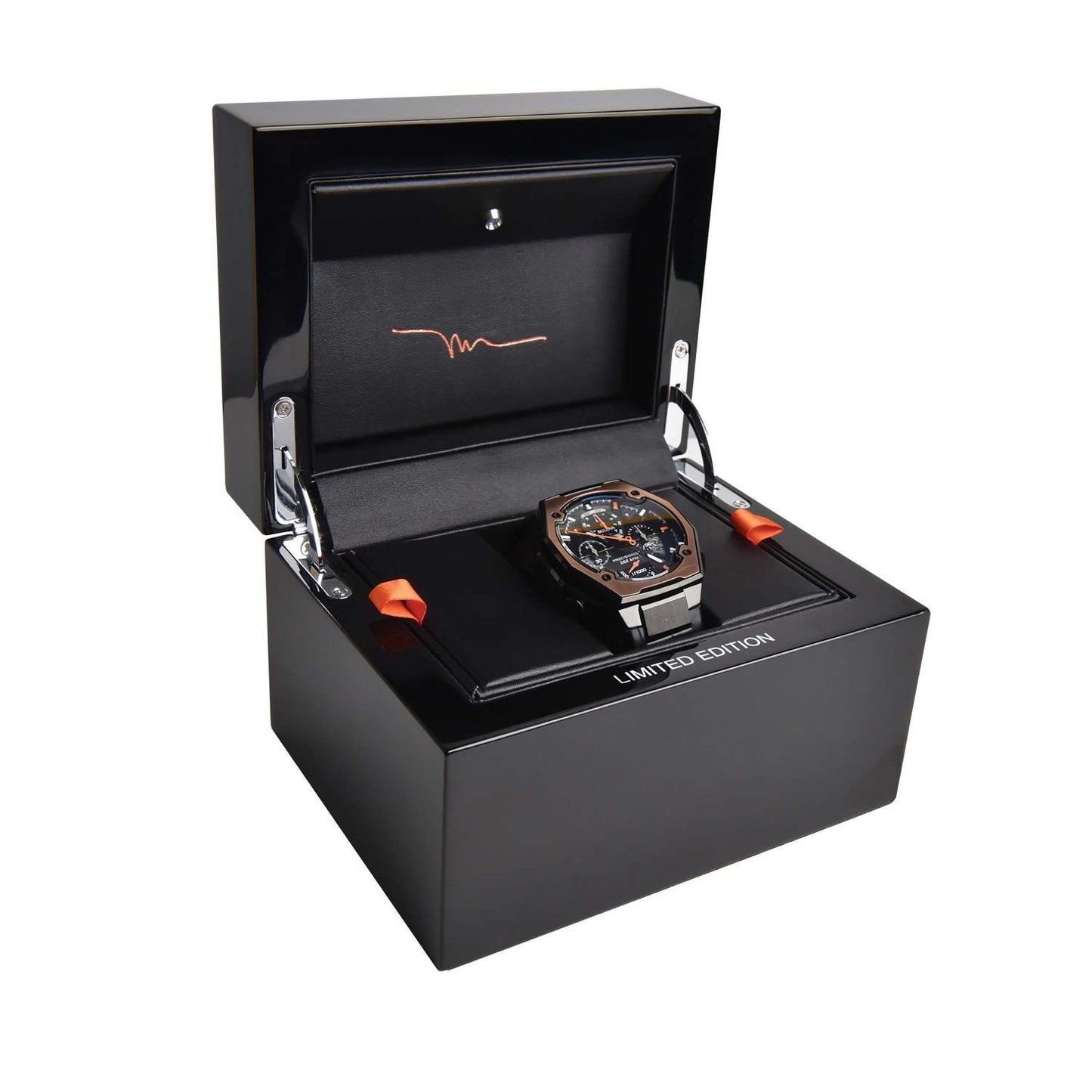 MEN'S SERIES X MARC ANTHONY CHRONOGRAPH BLACK LEATHER STRAP, BLACK DIAL