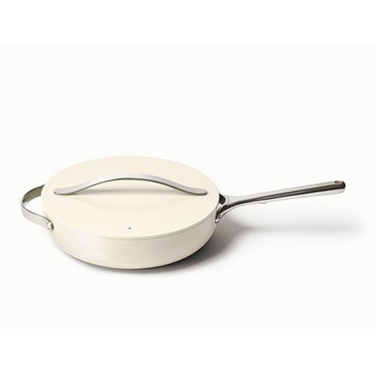 4.5QT NONSTICK CERAMIC SAUTE PAN W/ LID CREAM